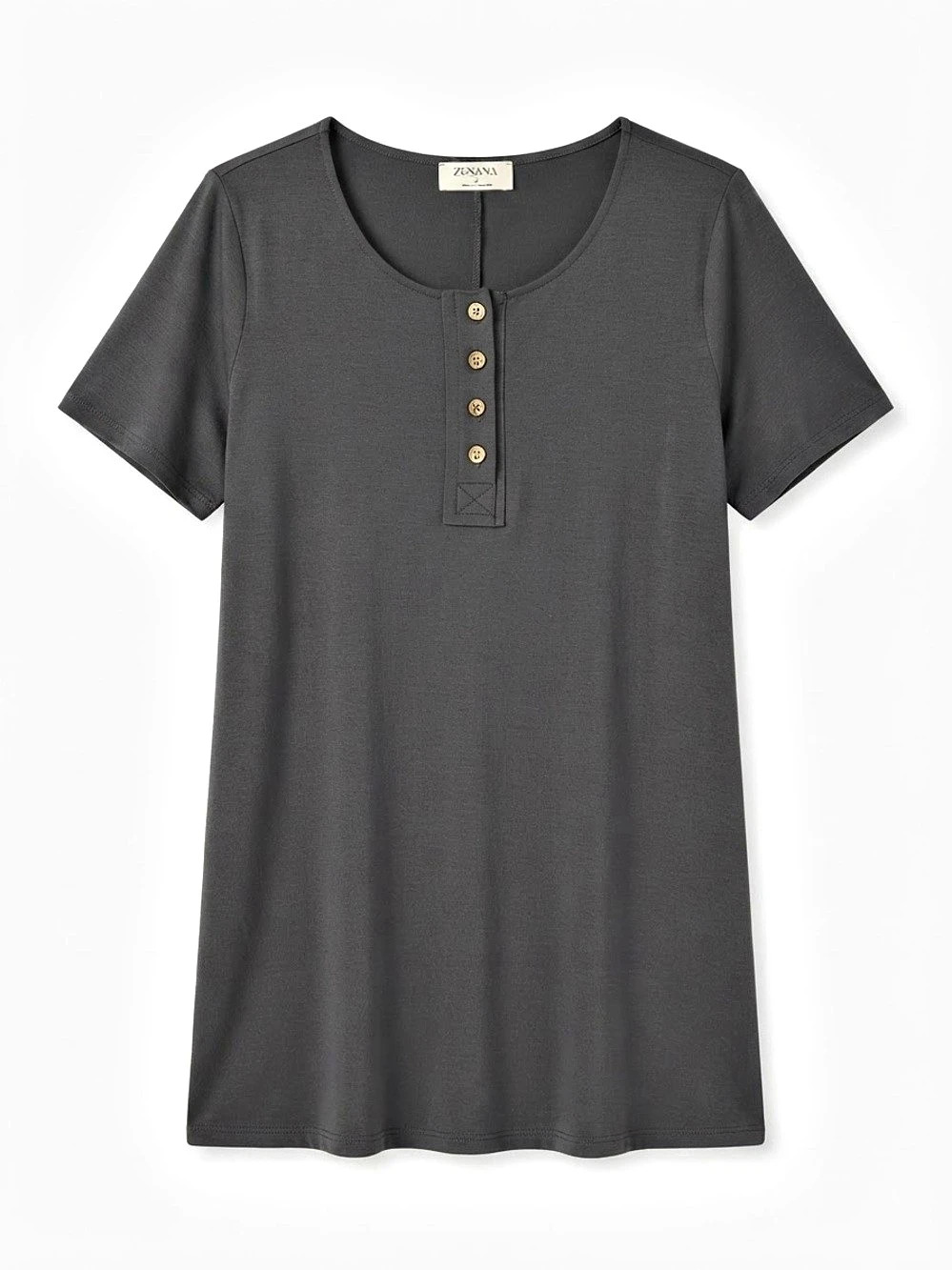 Zenana Charcoal Henley Tunic Size Small Like New